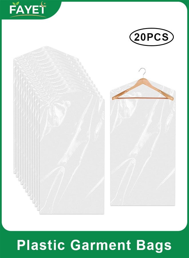 FAYET 20 Pack Clear Garment Bags for Hanging Clothes, Plastic Dry Cleaner Covers, Dust Proof Clothing Protectors for Closet Storage, Travel and Home Use（60×90cm） - Image 1